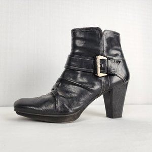 Hispanitas Black Leather Heeled Boots Size 8.5